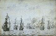 willem van de velde  the younger The naval battle against the Spaniards near Dunkerque, 18 february 1639 oil painting